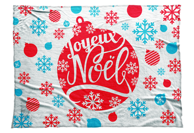 Whether you say Joyeux Noel or Merry Christmas this blanket can provide a festive seasonal accent with its red and blue design. Cuddle up in one with a mug of warm apple cider this Christmas season. Available in two additional color palettes.
