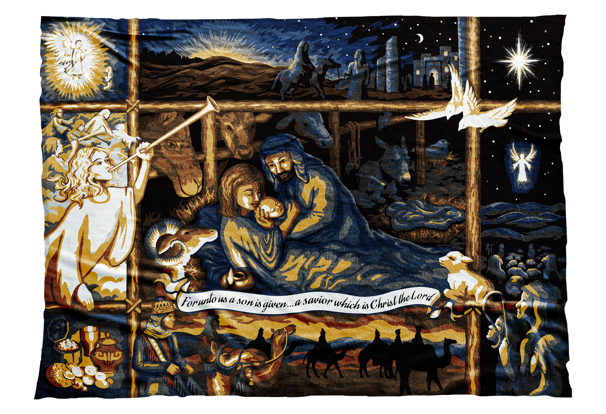Do you love filling your home with Nativity scenes as part of your Christmas decoration?  If you do, this tender scene of the Holy Family in blue and sepia is for you.