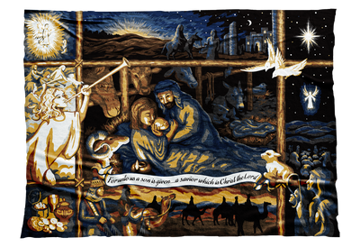 Do you love filling your home with Nativity scenes as part of your Christmas decoration?  If you do, this tender scene of the Holy Family in blue and sepia is for you.