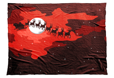 Santa's sleigh flying against a red sky - Twas the Night Before Christmas