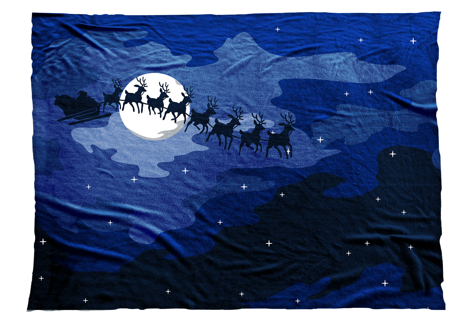Santa's sleigh flying against a blue night sky - Twas the Night Before Christmas / A Visit from Saint Nicholas blanket
