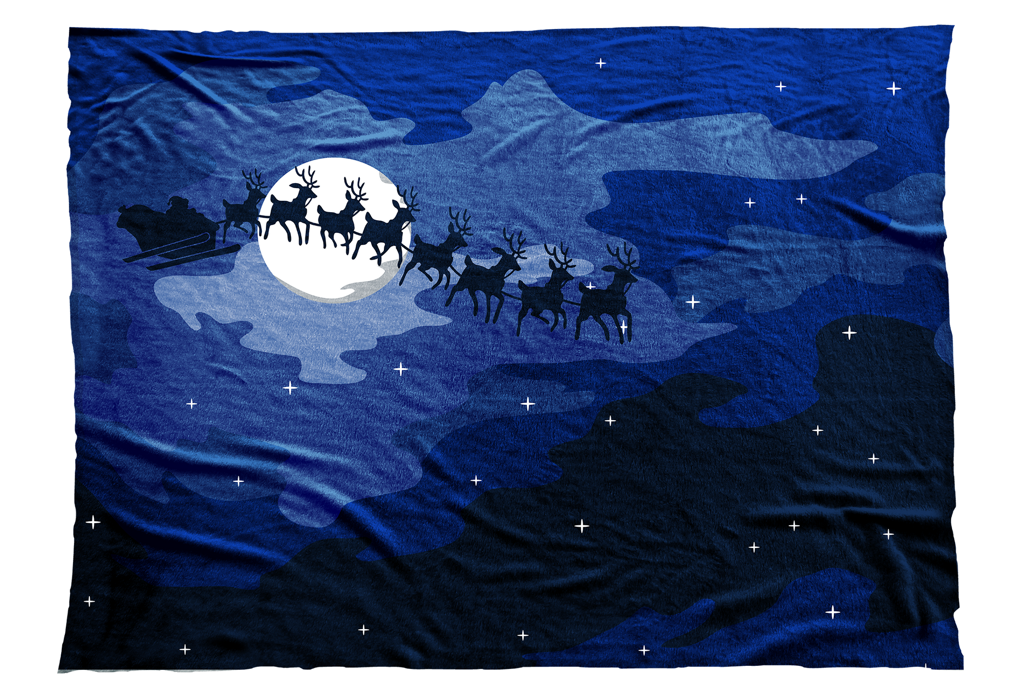 Santa's sleigh flying against a blue night sky - Twas the Night Before Christmas / A Visit from Saint Nicholas blanket