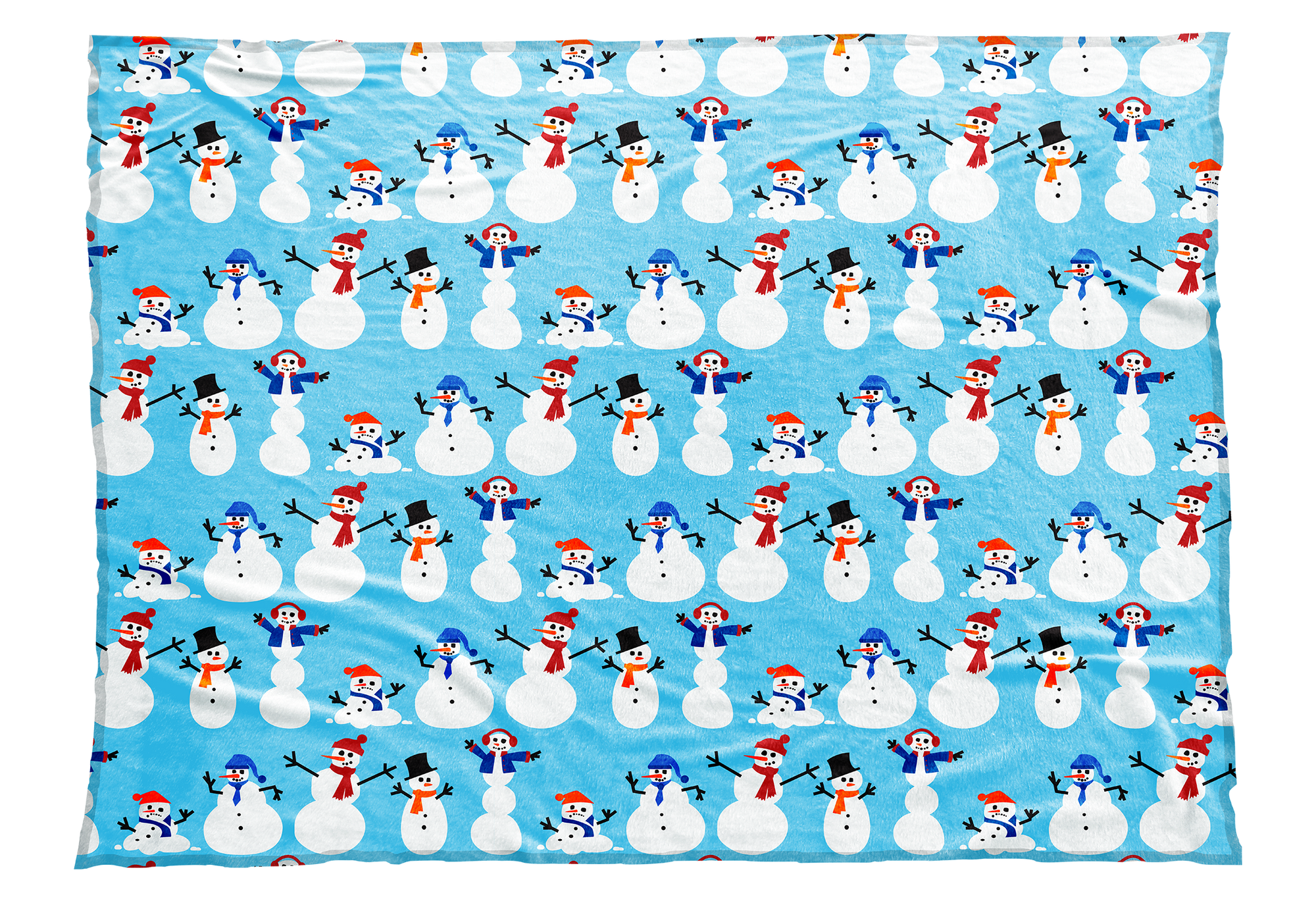Snowmen are a fun and whimsical symbol of the winter season. So whether you are in Alaska or Arizona this winter try cuddling up in a cozy blanket decorated with happy snowmen against a bright blue background. Also available with lime green and gray backgrounds.
