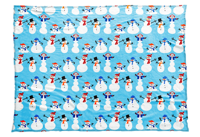 Snowmen are a fun and whimsical symbol of the winter season. So whether you are in Alaska or Arizona this winter try cuddling up in a cozy blanket decorated with happy snowmen against a bright blue background. Also available with lime green and gray backgrounds.